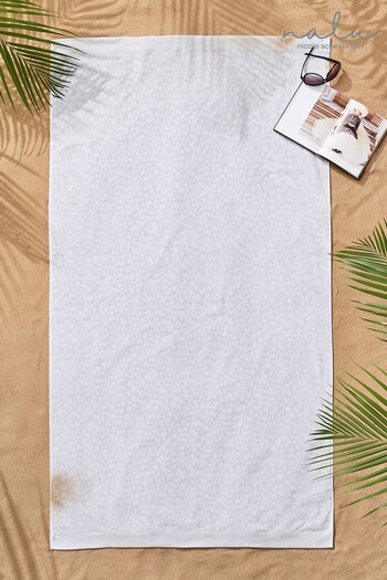 Nalu Nicole Scherzinger Silver Koko Combed Cotton Velour Beach Towel (A97745) | £36