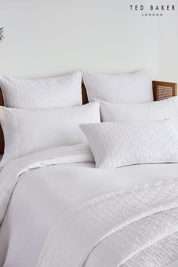 Ted Baker White T Quilted Polysatin Sham Pillowcase (A97765) | £45