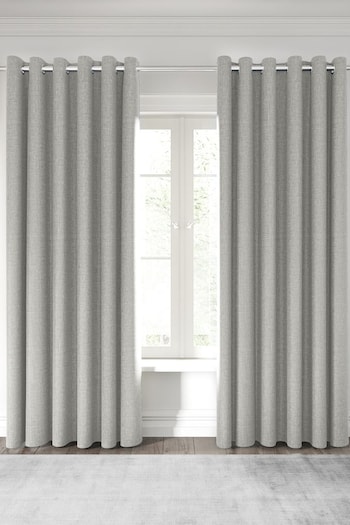 Nalu Nicole Scherzinger Silver Kalo Textured Fully Lined Eyelet Curtains (A97767) | £55 - £95