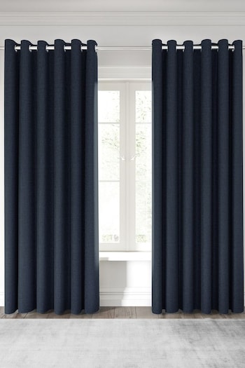 Nalu Nicole Scherzinger Blue Kalo Textured Fully Lined Eyelet Curtains (A97768) | £55 - £95