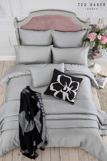 Ted Baker Silver Silky Smooth Plain Dye 250 Thread Count Cotton Duvet Cover (A97782) | £65 - £105