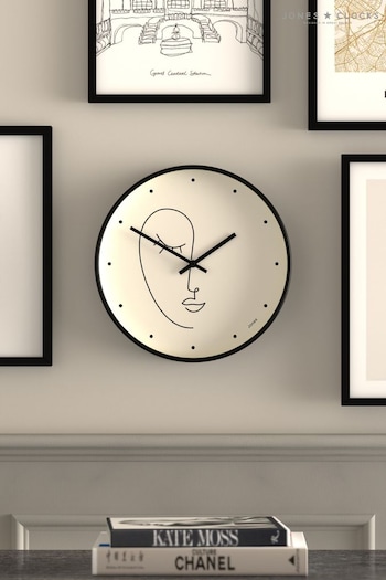 Jones Clocks Black Jones Olivia Minimal Line Art Wall Clock (A98022) | £32