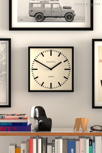 Jones Clocks Black Black Box Marker Dial Wall Clock (A98040) | £25