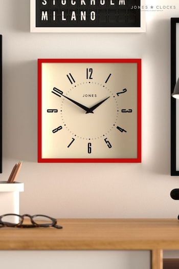 Jones Clocks Red Red Box Square Wall Clock (A98042) | £26