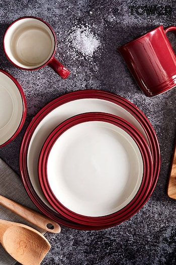 Tower 16 Piece Red Foundry Dinner Set (A98060) | £90
