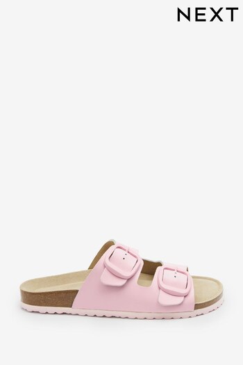 Pink Forever Comfort® Leather/Suede Double Strap Footbed Sandals (A98108) | £28