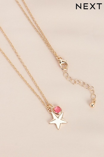 Gold Tone Birthstone Necklace October (A98137) | £6