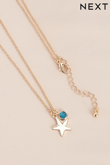 Gold Tone Birthstone Necklace December (A98236) | £6