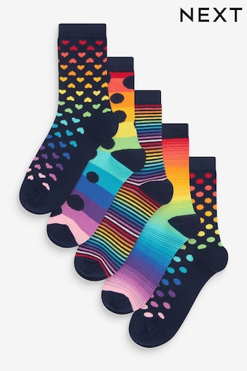 Rainbow Stripe/Spot Patterns Ankle Socks 5 Pack (A98440) | £12
