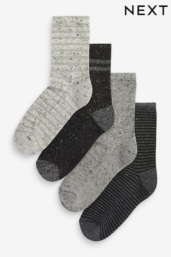 Monochrome Neppy Cushion Sole Ankle Socks 4 Pack (A98442) | £12