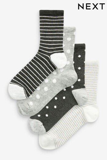 Grey Sparkle Spot/Stripe Sparkle Pattern Ankle Socks 4 Pack (A98443) | £12