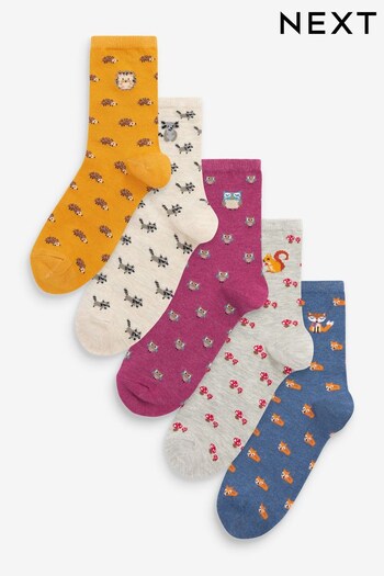 Woodland Animals Patterned Ankle Socks 5 Pack (A98446) | £12