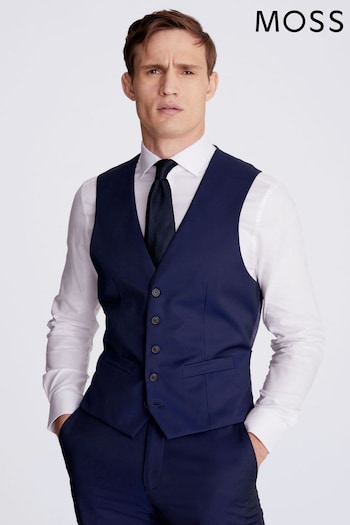 MOSS Blue Tailored Fit Ink Stretch Suit Waistcoat (A98587) | £60