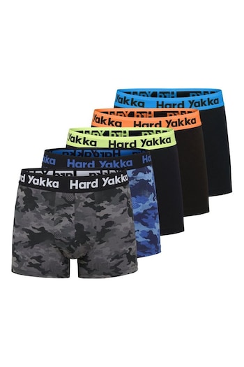 Hard Yakka Black Multi Cotton Trunks 5 Pack (A98608) | £25