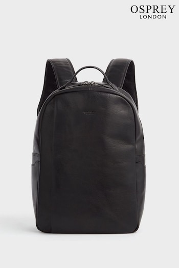 OSPREY LONDON Carter Saddle Leather Black Backpack (A98842) | £325