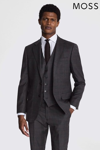 MOSS Tailored Fit Grey Wool Check Suit (A98886) | £189