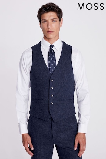 MOSS Slim Fit Blue Donegal Suit Waistcoat (A98892) | £90
