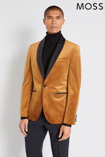 MOSS Orange Slim Fit Camel Velvet Jacket (A98900) | £149