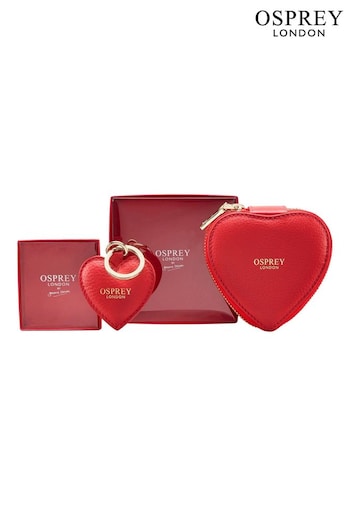 OSPREY LONDON The Tilly Heart Leather Trinket and Keyring Gift Set (A98918) | £45