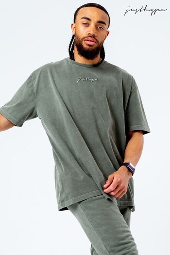 Hype. Mens Oversized Mocha Green Vintage Scribble T-Shirt (A98941) | £25