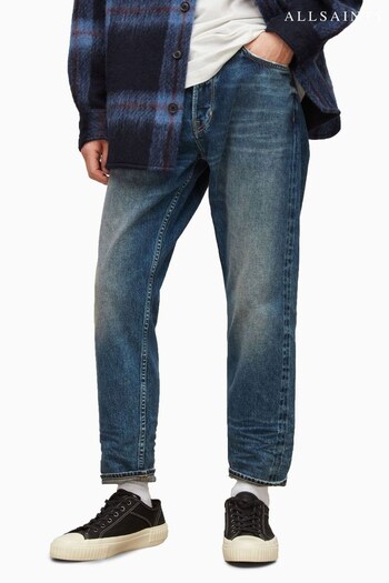 AllSaints Blue Jack Damaged Selvedge Taper Leg Jeans (A99111) | £139