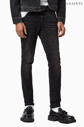 AllSaints Black Ronnie Skinny Fit Jeans ribbed (A99221) | £99