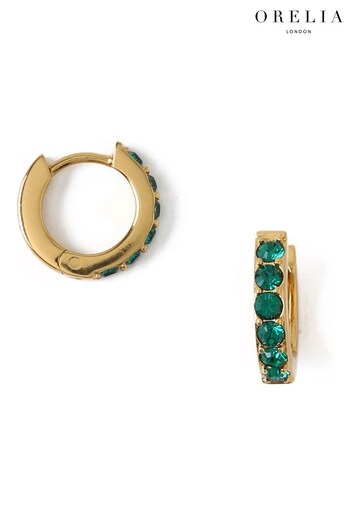 Orelia London Emerald Huggie Hoop Earrings Made With Swarovski® Crystals (A99984) | £25