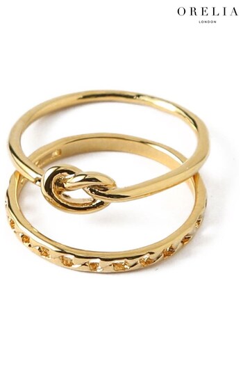 Orelia London Gold Plated Chain Link And Knot Ring 2 Pack (A99988) | £20