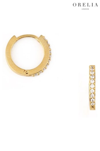 Orelia London Gold Plated Mini 12mm Pave Hoop Earrings (A99992) | £22
