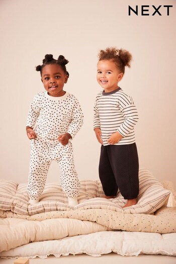 Monochrome Quilted Jogger Pyjamas 2 Pack (9mths-8yrs) (AA0023) | £21 - £28