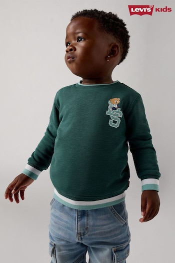 Levi's® Green Baby Varsity Crew Neck Sweatshirt With Bear Character (AA0039) | £25