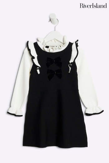 River Island Black Girls Bow 100% Cotton Dress (AA0452) | £26