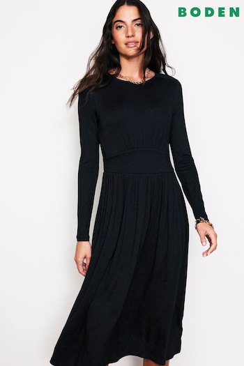 Boden Black Petite Thea Long Sleeve Jersey Dress (AA0652) | £85