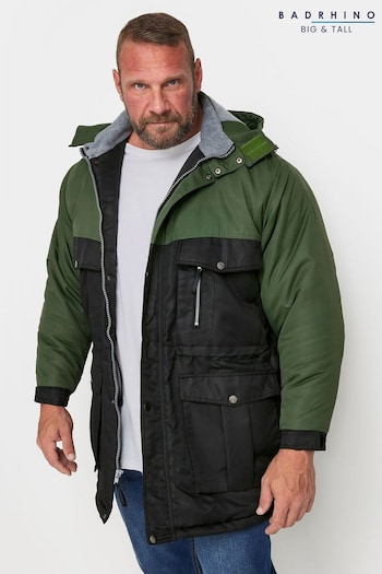 BadRhino Big & Tall Green Fleece Lined Hooded Coat (AA1035) | £85