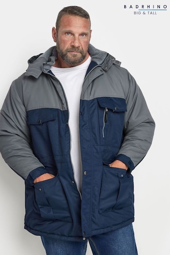 BadRhino Big & Tall Blue Fleece Lined Hooded Coat (AA1041) | £85