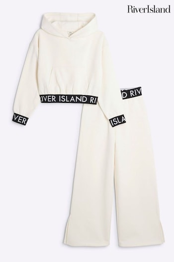 River Island Cream Girls 100% Cotton Hoodie Joggers Set (AA1112) | £26