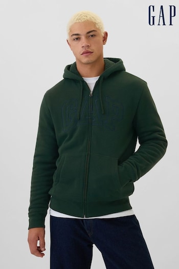 Gap Green Logo Sherpa-Lined Zip Through Hoodie (AA1430) | £45