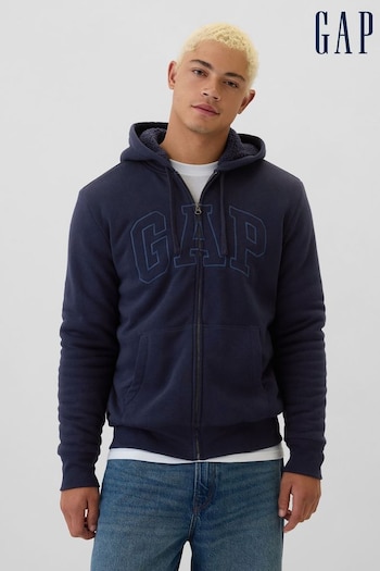 Gap Blue Logo Sherpa-Lined Zip Through Hoodie (AA1439) | £45