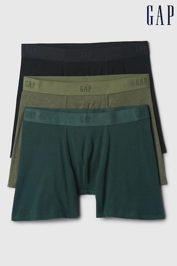 Gap Green & Black Cotton Logo 3 Pack Boxers (AA1476) | £25