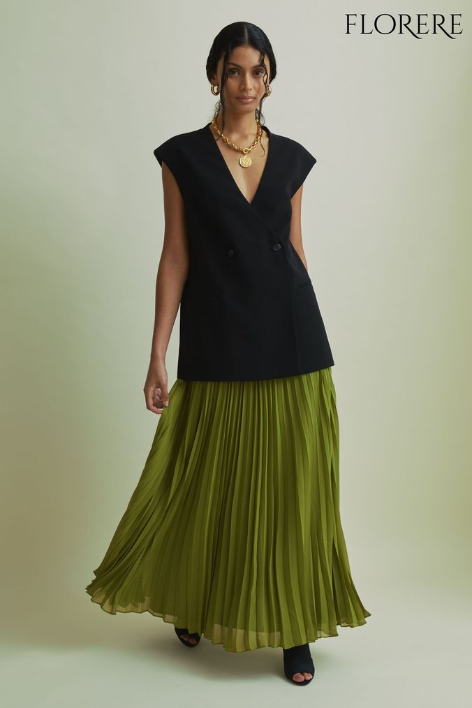 Pleated maxi skirt wedding cheap