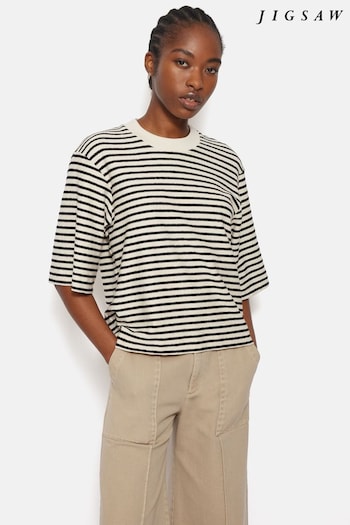 Jigsaw Blue Stripe Textured T-Shirt (AA2053) | £75