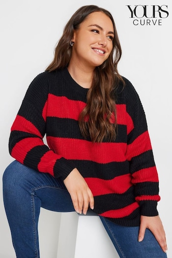 Yours Curve Red Striped Drop Shoulder Jumper (AA2625) | £27