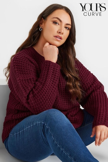 Yours Curve Purple Waffle Knit Jumper (AA2653) | £29