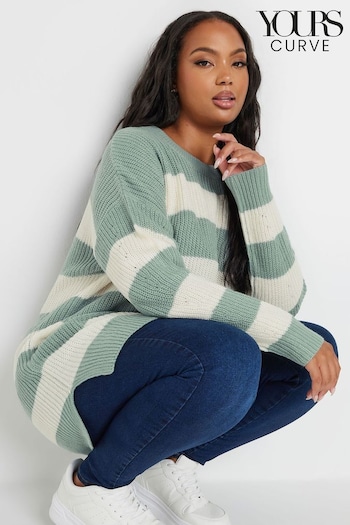 Yours Curve Blue Striped Drop Shoulder Jumper (AA2667) | £27