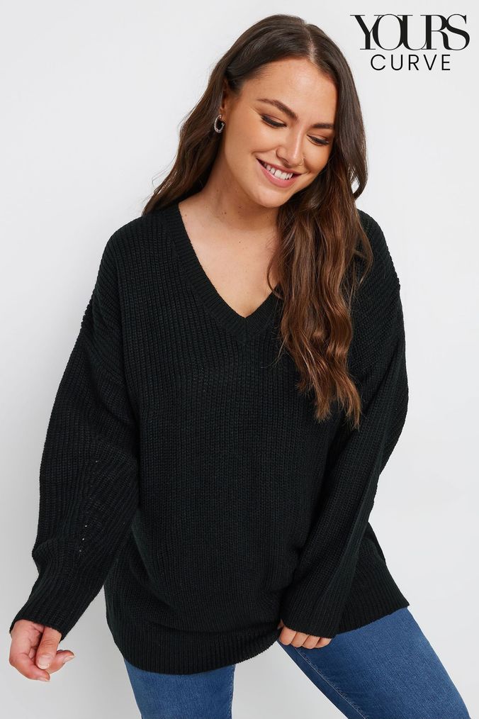 Black v neck jumpers womens top