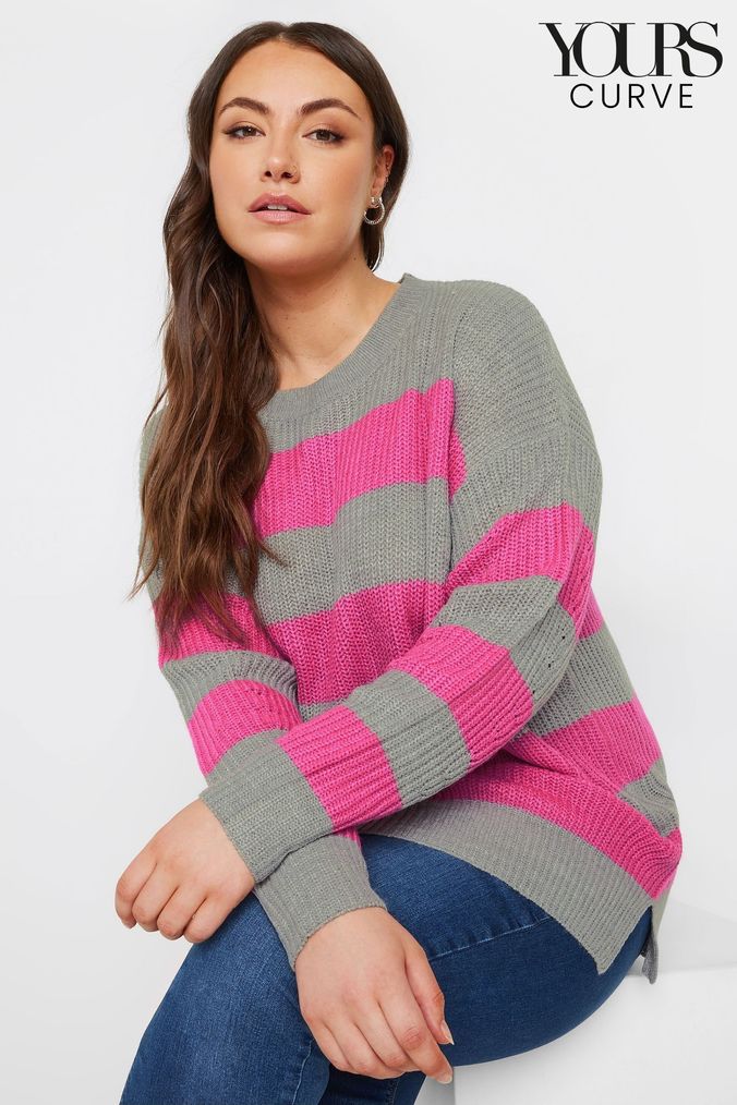 Pink oversized colour block jumper clearance