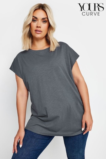 Yours Curve Grey Grown On Slub T-Shirt (AA2748) | £19