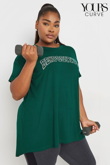 Yours Curve Green Be Positive Active Top (AA2769) | £22