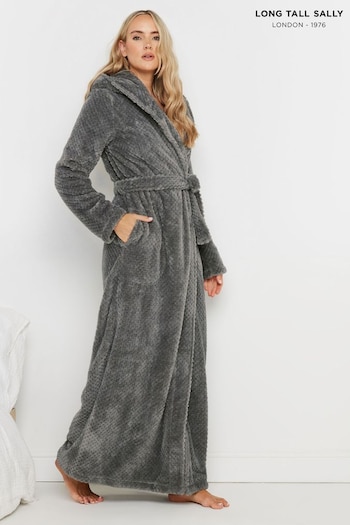 Long Tall Sally Grey Honeycomb Hooded Maxi Robe (AA2820) | £43