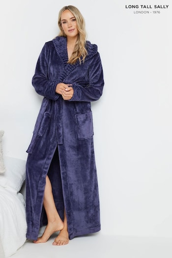 Long Tall Sally Purple Ribbed Trim Hooded Maxi Robe (AA2886) | £39